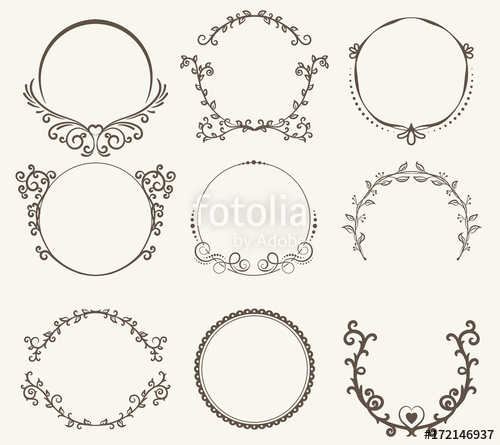500x445 Vector Set Of Border Circle Frame