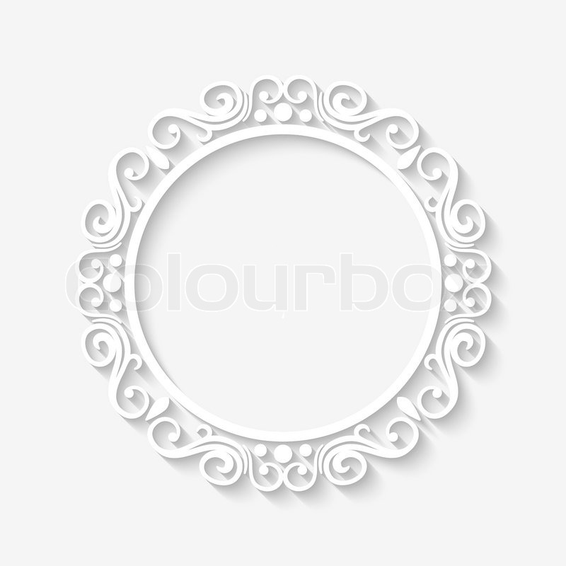 800x800 Vector Vintage Circle White Border Frame With Long Shadows. Blank