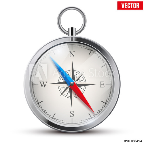 500x500 Glossy Bright Vintage Compass. Vector Illustration.
