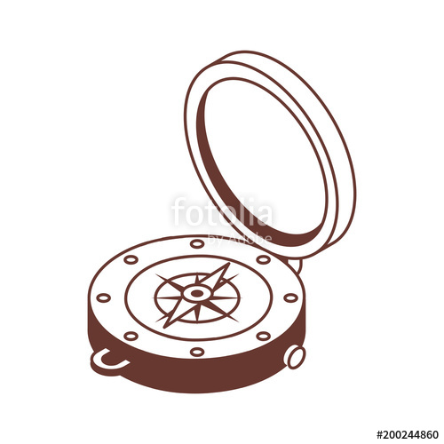 500x500 Line Art Compass Isometric Icon. Navigation Equipment With Wind