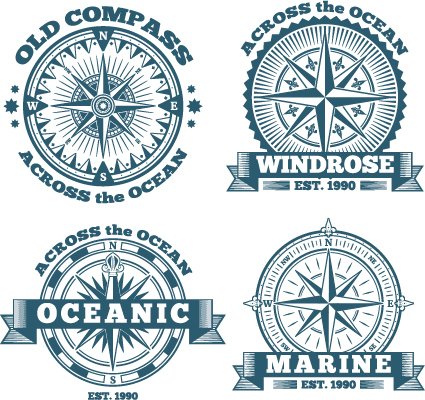 425x400 Old Compass Labels Vector Set Free Download