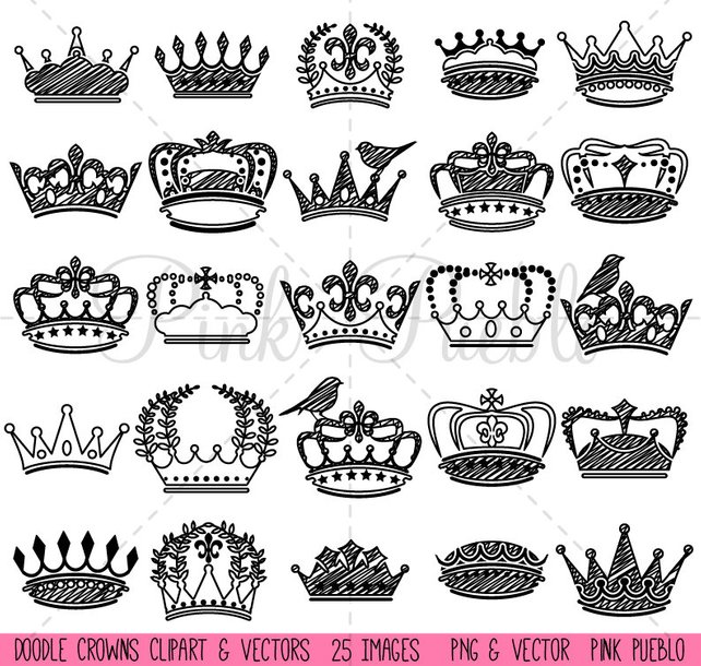 642x610 Doodle Crown Clipart Clip Art And Vectors Vintage Crown Etsy