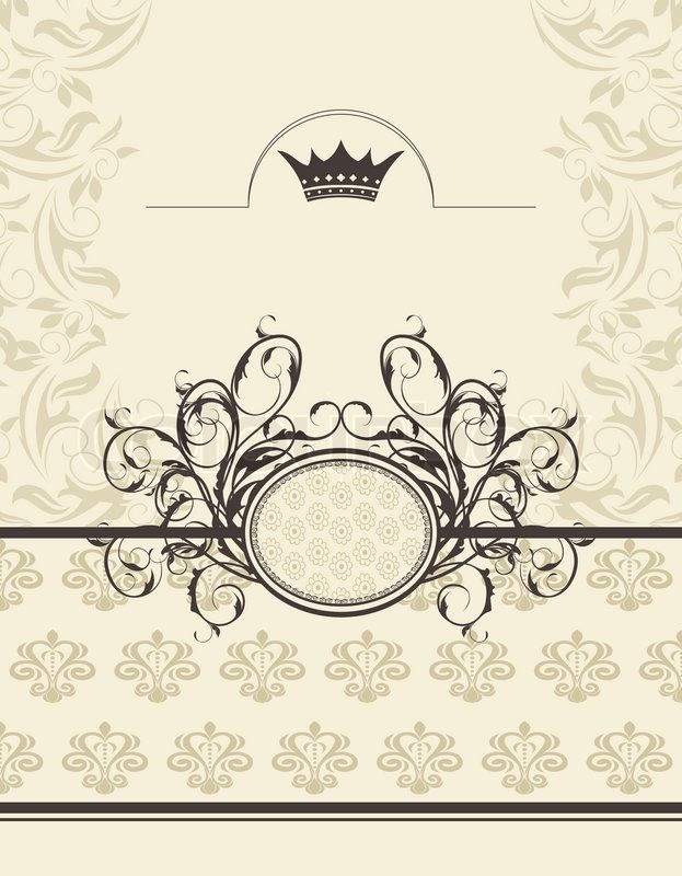 623x800 Illustration Vintage Background With Floral Frame And Crown