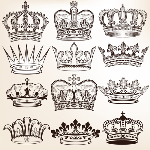 500x500 Royal Crown Vintage Design Vectors 03 Free Download