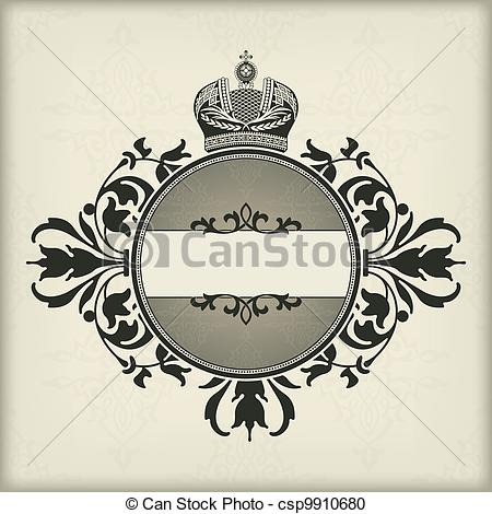 450x470 The Vector Image Vintage Frame With Crown Vector Clipart