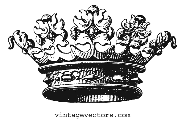 600x398 Vector Art Crown With Jeweled Amp Floral Scrolls Vintage Vectors