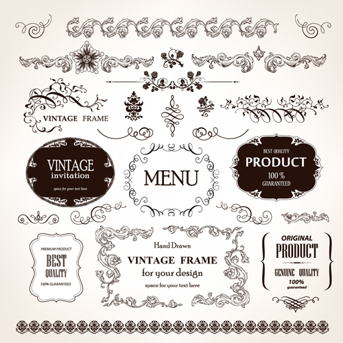 500x500 Set Of Vintage Design Elements Vector Borders 03 Free Download