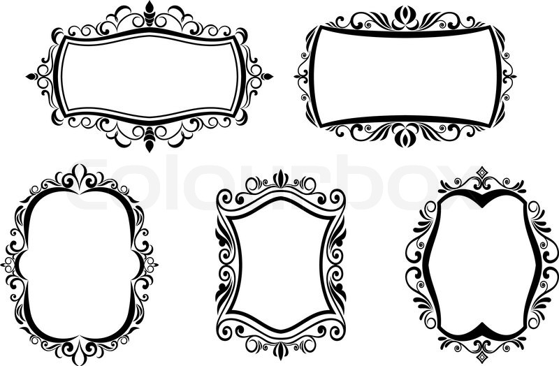 800x524 Antique Vintage Frames Isolated On White For Design Stock Vector
