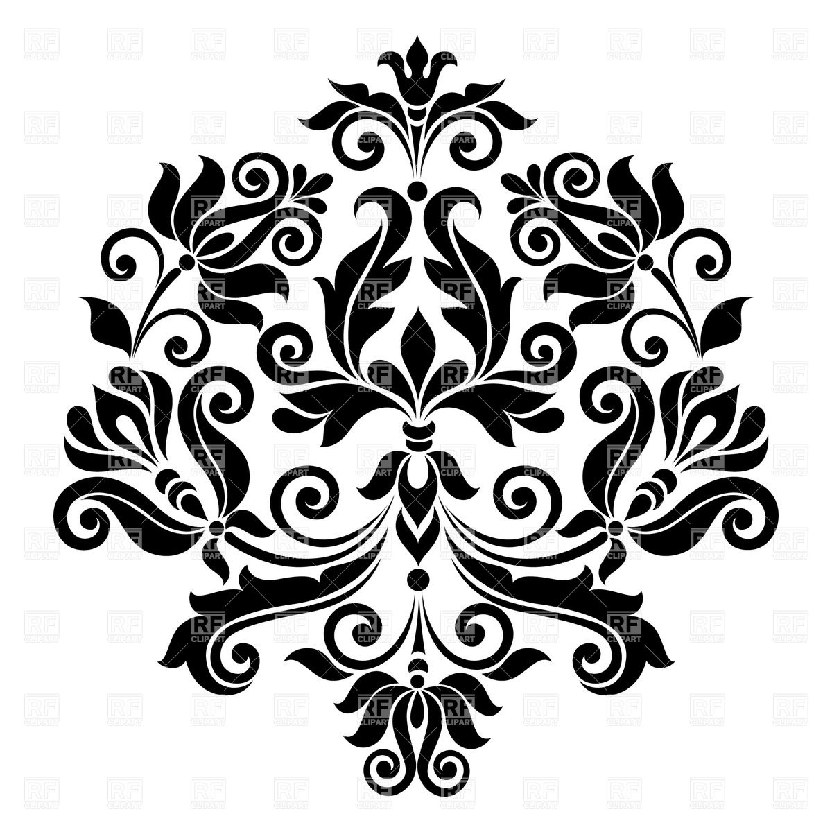 1200x1200 Black Vintage Floral Design Element Vector Image Vector Artwork