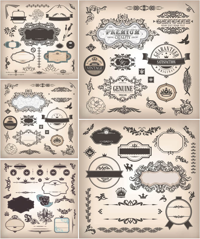 669x800 Ornate Decorative Frames And Vintage Elements Vector Vector
