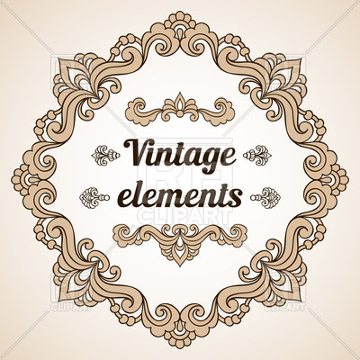 400x400 Round Vintage Frame And Some Design Elements Vector Image Vector