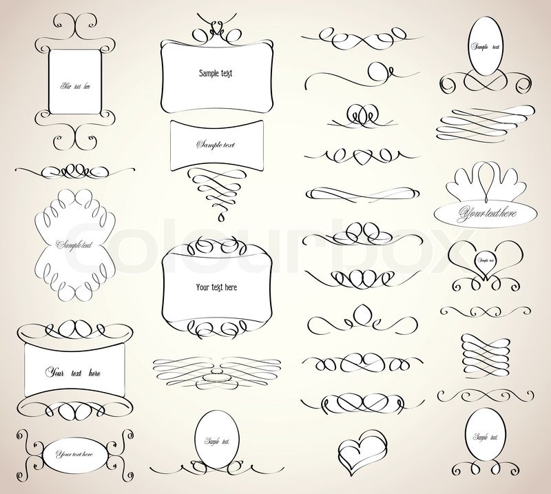 800x717 Vintage Calligraphic Design Elements Vector Stock Vector Colourbox