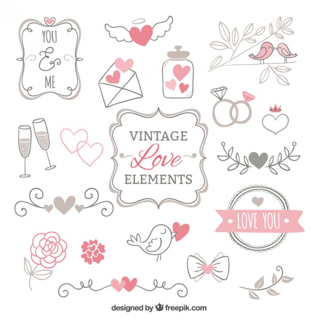 626x626 Vintage Love Elements Collection Vector Free Download