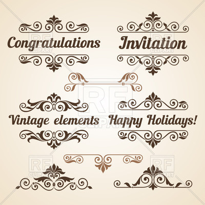 400x400 Curly Vintage Design Elements With Text Vector Image Vector