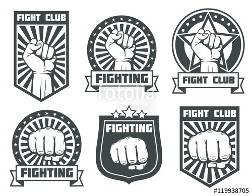 500x389 Fight Club With Fist Vintage Labels, Logos, Emblems Vector Set