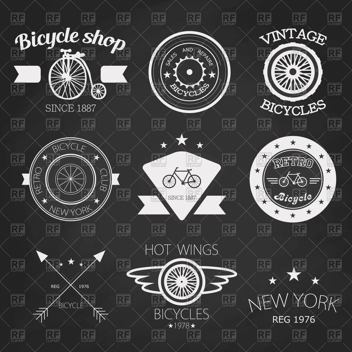 1200x1200 Set Of Vintage Bike Shop Logos Vector Image Vector Artwork Of