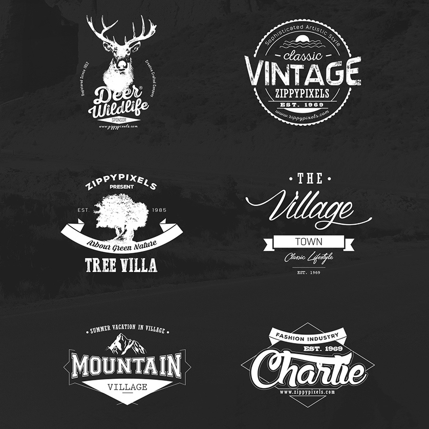 838x838 Vintage Vector Logo Design Kit With 15 Free Logo Templates