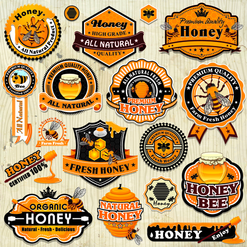 500x500 Vintage Honey Labels And Badges Vector Free Vector In Adobe