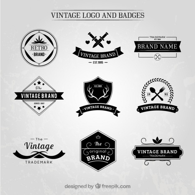626x626 Ai] Elegant Vintage Logos And Badges Set Vector Free Download