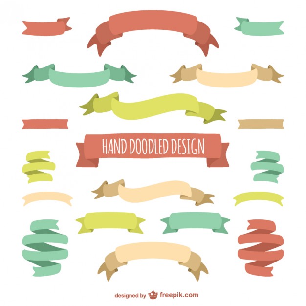 626x626 Hand Painted Ribbons Vector Free Download