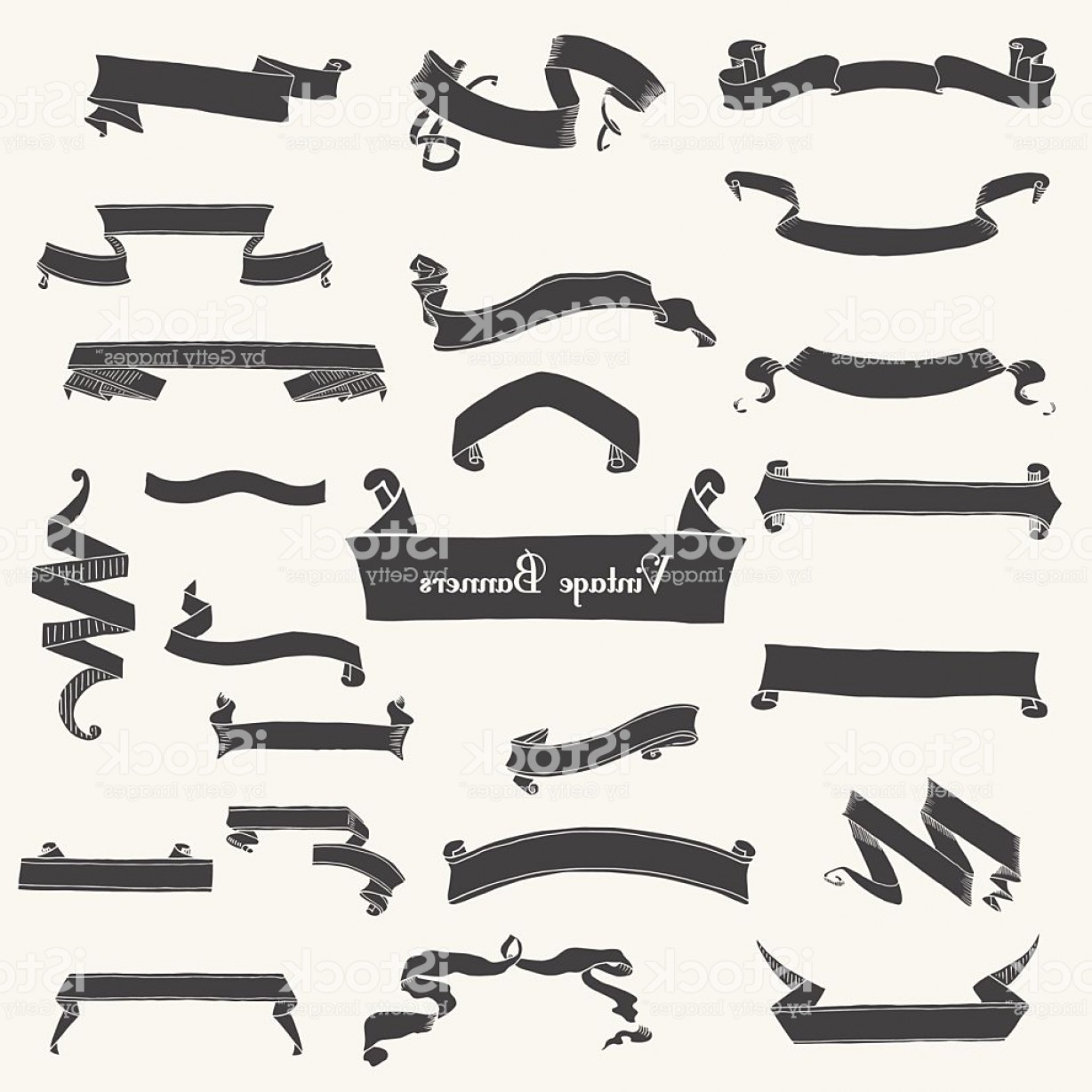 1228x1228 Vector Set Of Ribbon Banner Shapes In Vintage Style Gm Orangiausa