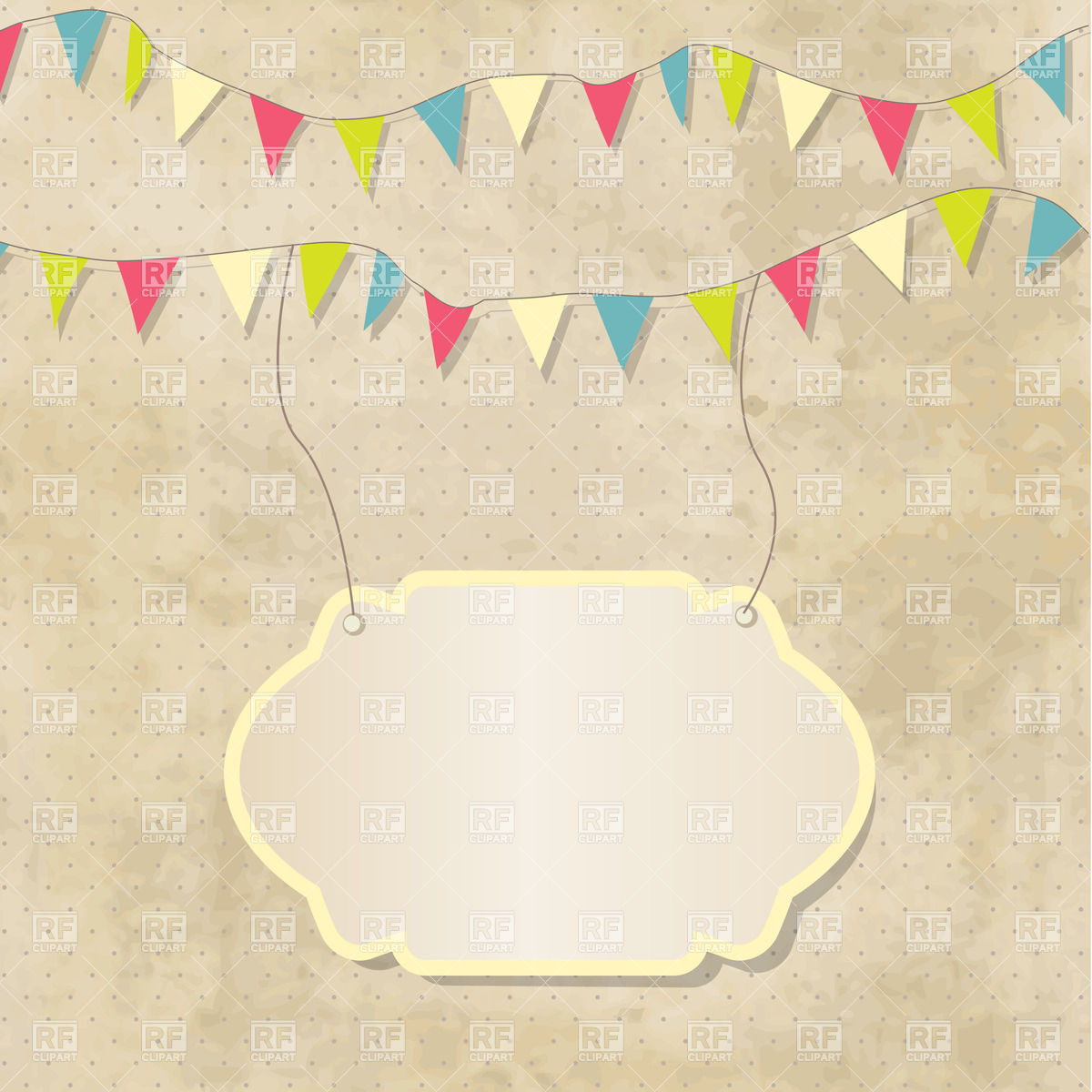 1200x1200 Vintage Frame With Birthday Bunting Flags Vector Image Vector