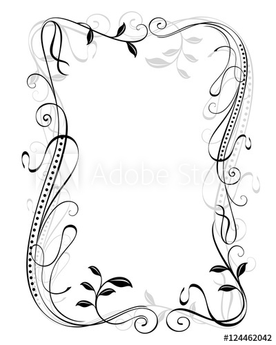 400x500 Abstract Black And White Vintage Floral Frame Vector Template