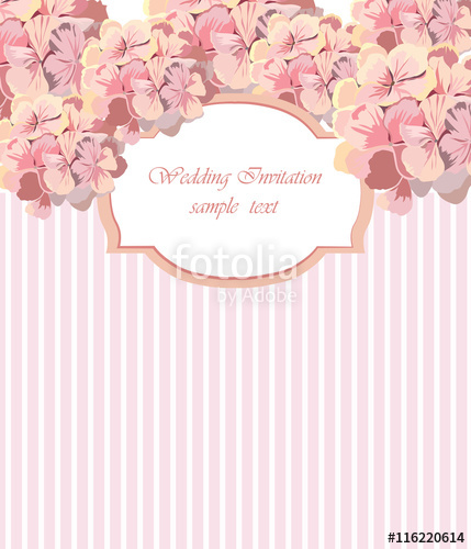 429x500 Vintage Vector Card With Watercolor Geranium Flower Frame. Vector