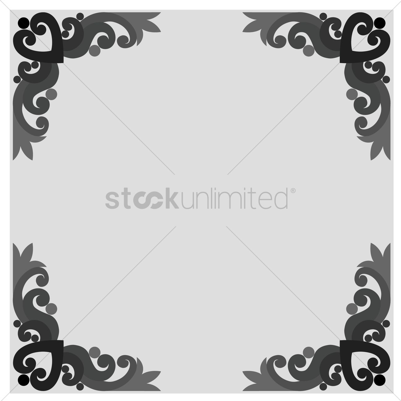 1300x1300 Vintage Floral Frame Border Vector Image