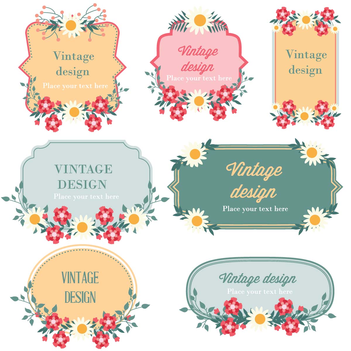1200x1200 Decorative Floral Frames Vector Free Download
