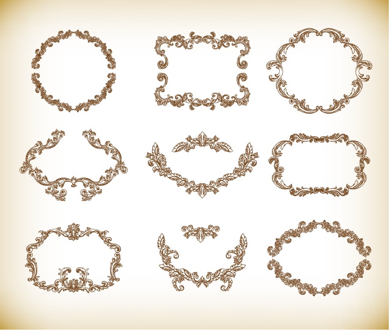 794x673 Floral Vintage Frames Vector Graphics Set Free Vector Graphics