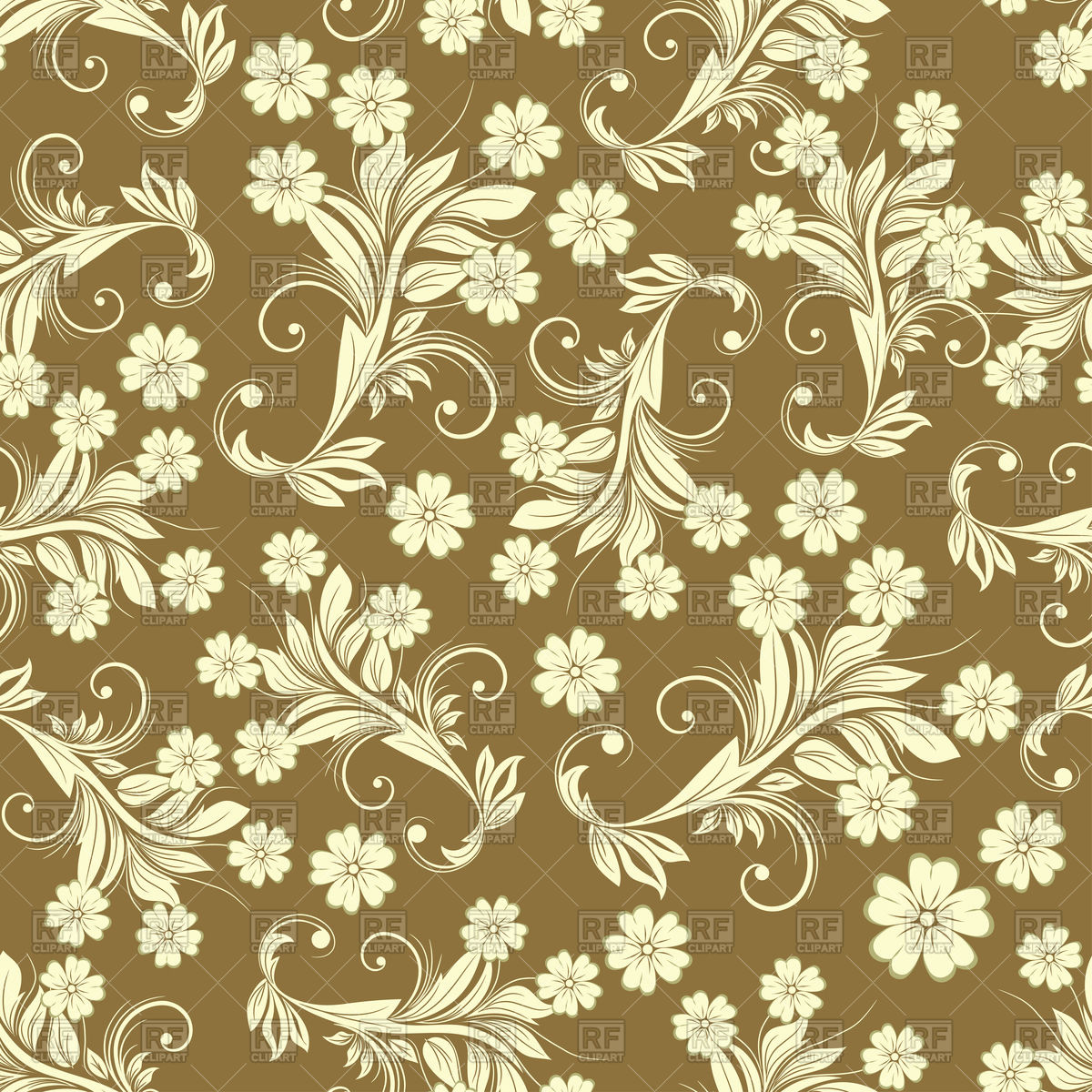 1200x1200 Seamless Brown Vintage Floral Pattern Vector Image Vector