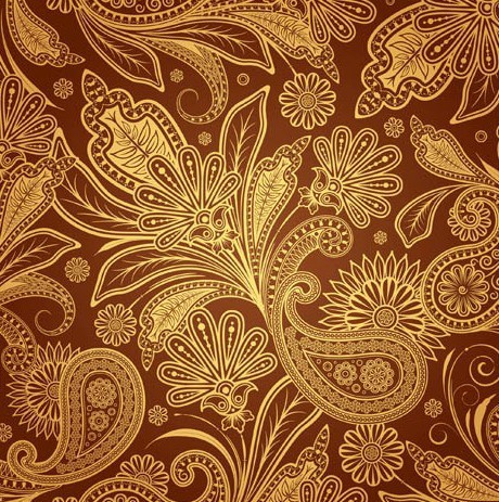 460x463 Free Vintage Gold Floral Pattern Vector 02