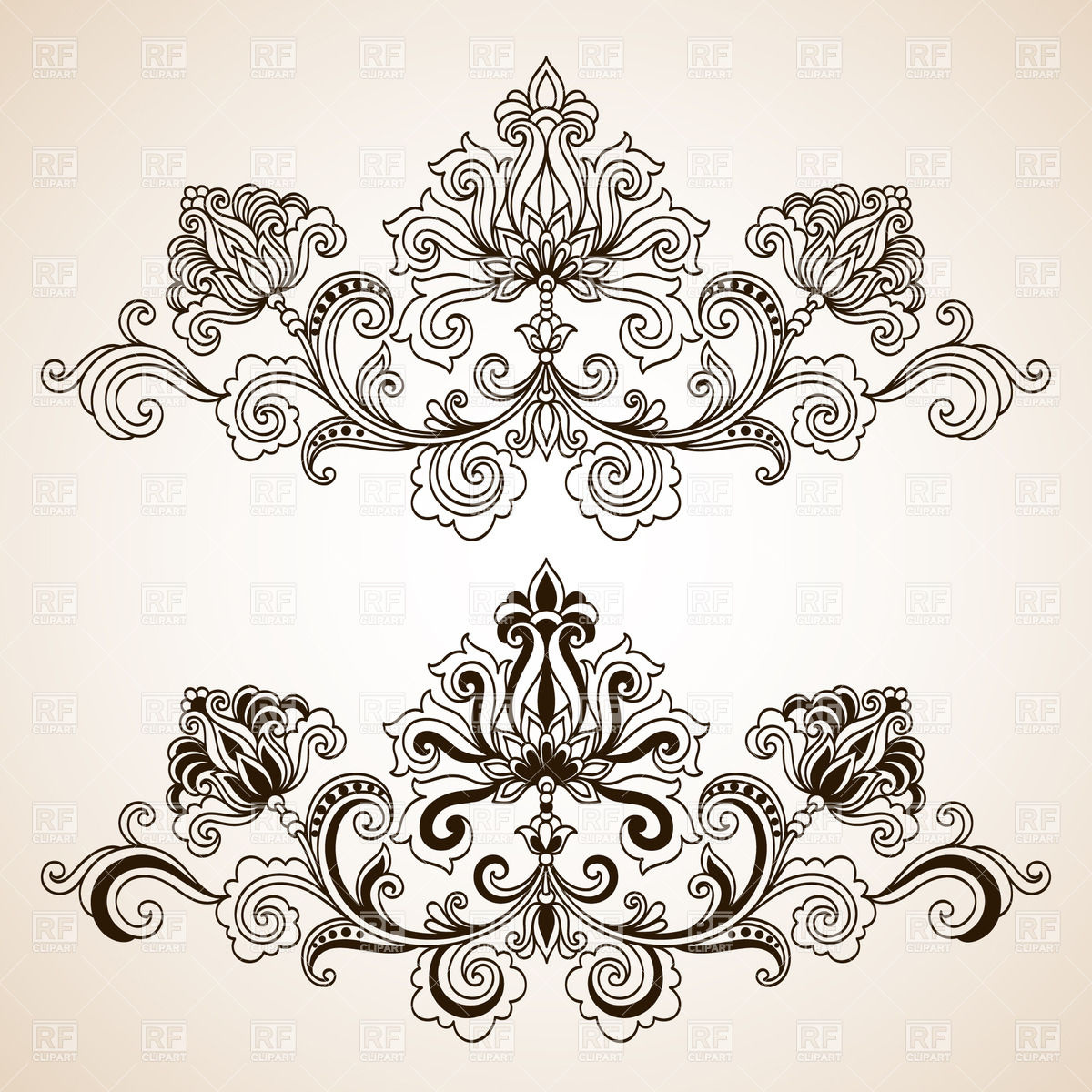 1200x1200 Vintage Floral Vignetted Border Elements Vector Image Vector