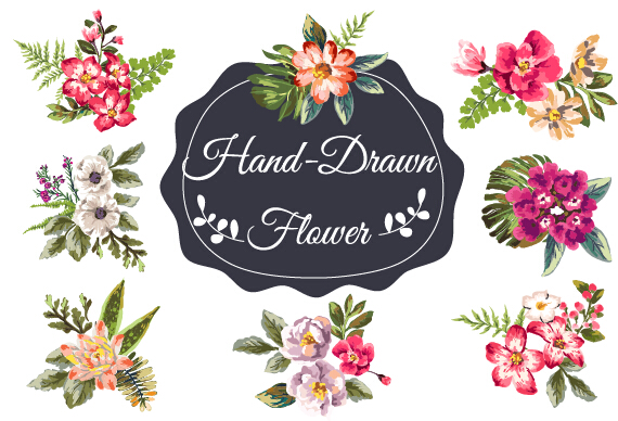 570x388 Hand Drawn Flower Vintage Vector Free Download