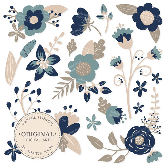 570x570 Spring Sale Premium Navy Blue Floral Clipart Amp Flower Vectors