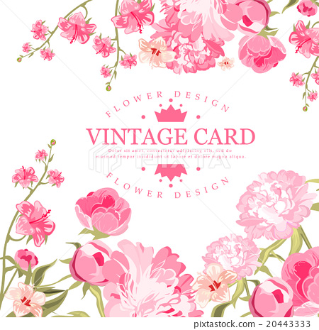 450x465 Vintage Flower Card. Vector Illustration