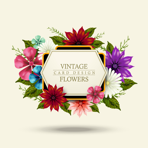 500x500 Vintage Card With Flower Vector Set 02 Free Download