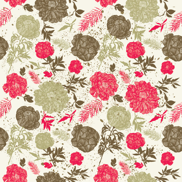 595x595 Line Drawn Flower Vector Patterns Free Vector 4vector
