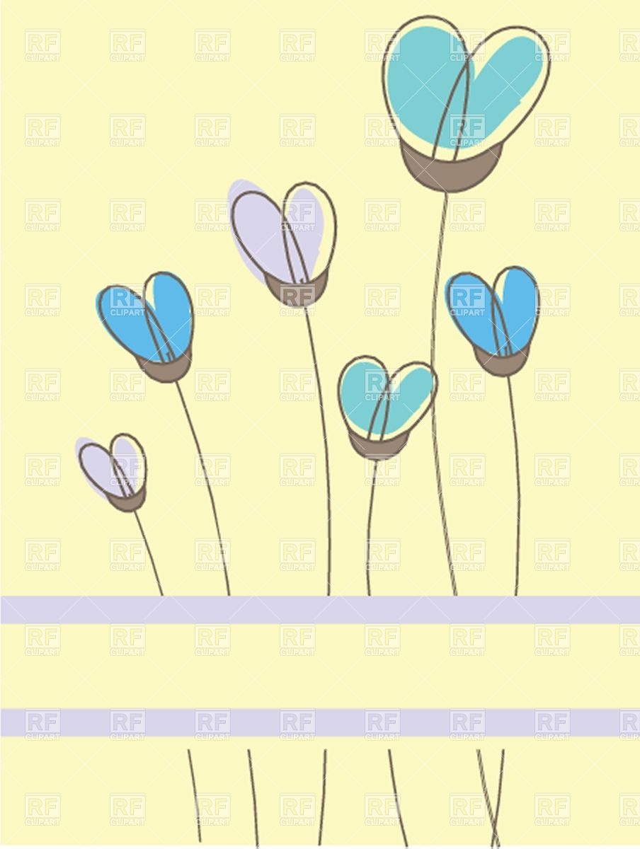 904x1200 Vintage Greeting Card With Simple, Hand Drawn Flowers Vector Image