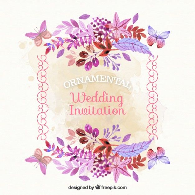 626x626 Vintage Wedding Card With Watercolor Flowers Free Vector Res