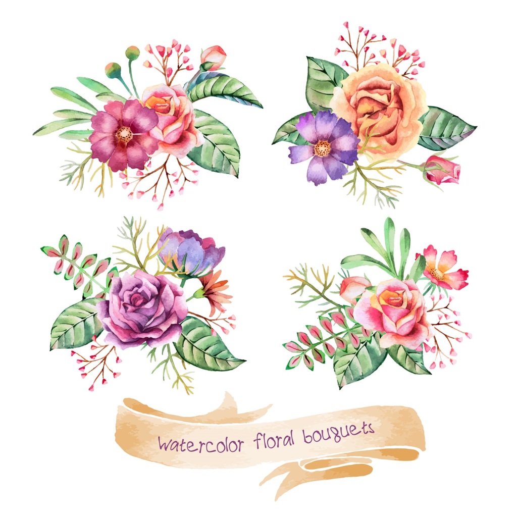 1024x1024 Beautiful Watercolor Flower Vector Free Download Eps Files