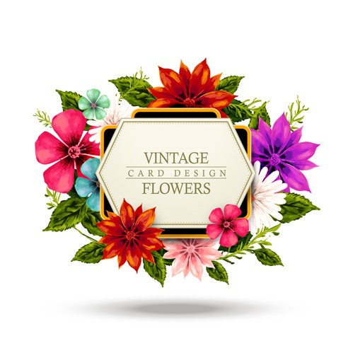 499x499 Vintage Card With Flower Vector Set 08 Free Vectors Ui Download