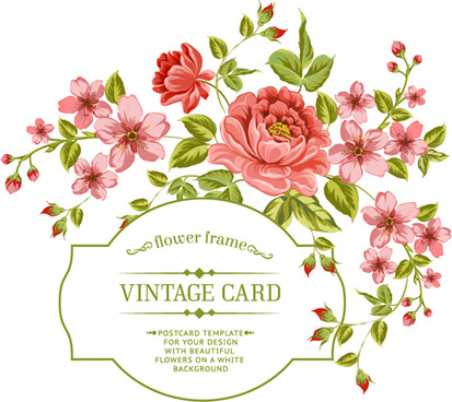 413x368 Flower Frame Vintage Card Vector Png Images, Backgrounds And