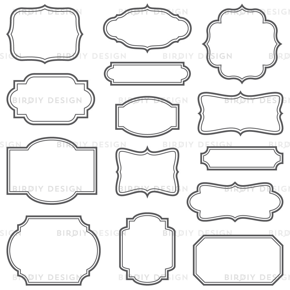 1001x1001 Vintage Frames Clip Art Set Frames With Solid Lines Vector Etsy