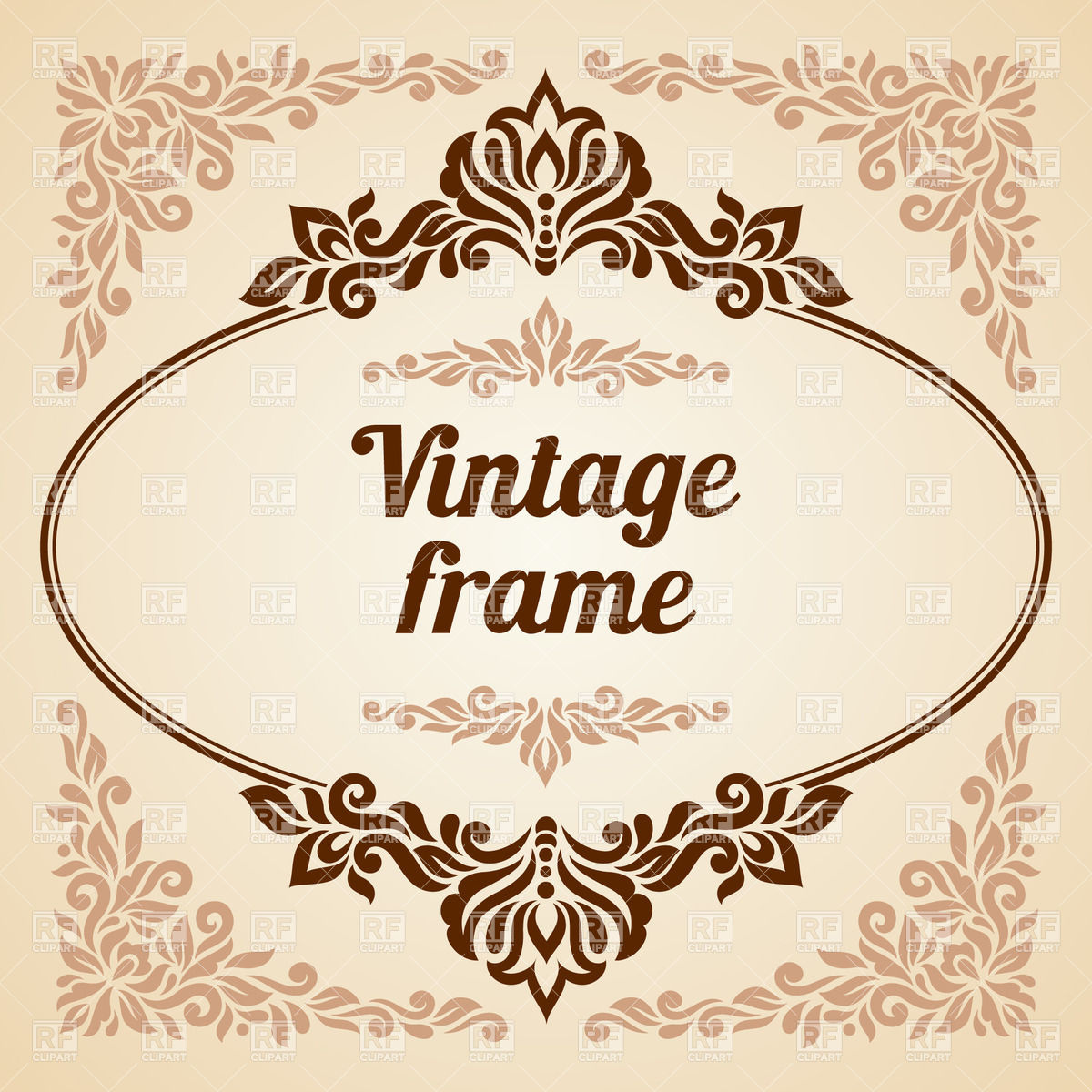 1200x1200 Oval Vintage Frame With Curly Decoration Vector Image Vector