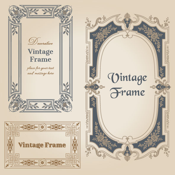591x591 Set Of Decorative Vintage Frame Vector Graphics 02 Free Download