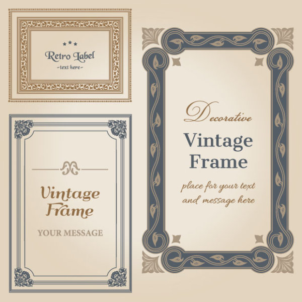 600x599 Set Of Decorative Vintage Frame Vector Graphics 03 Free Download