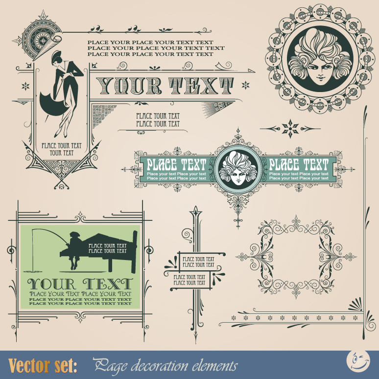 774x774 Vintage Frame Decoration Elements Free Vector Graphic Download