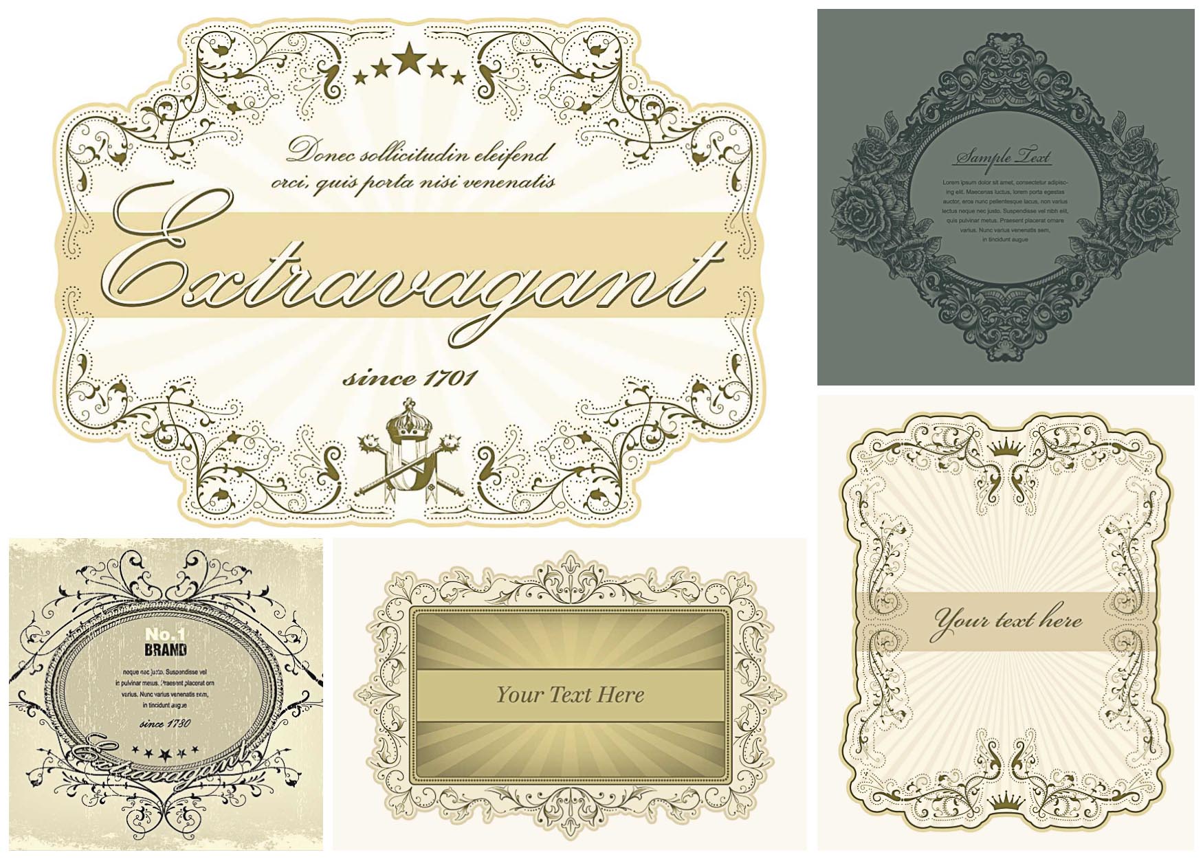 1750x1250 Vintage Ornate Frames Vector Free Download